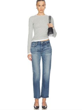 Moussy Mallard Slim Straight Leg Jeans in Blue $395  27